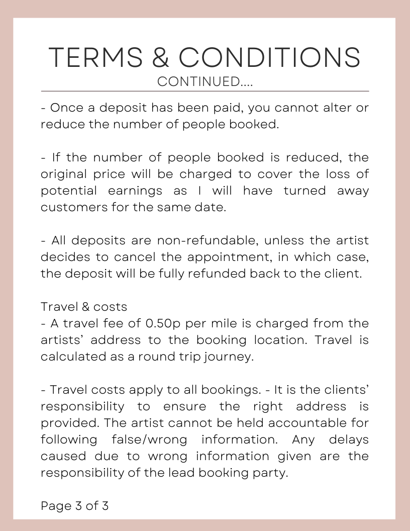 GIA Makeup Artist & Trainer | Terms and conditions continued